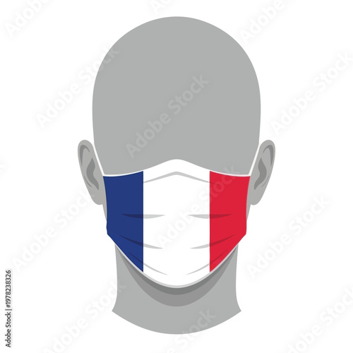 Face Mask with France Flag Icon Medical Mask for Health Protection and Pandemic Concept