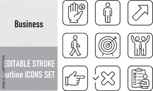 Business Core Values Icons Se...
