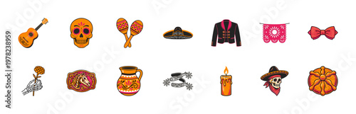 Mexican Mariachi Day of the Dead Elements