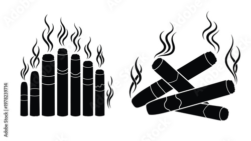 Black silhouette illustration of cigars with smoke a striking visual silhouette