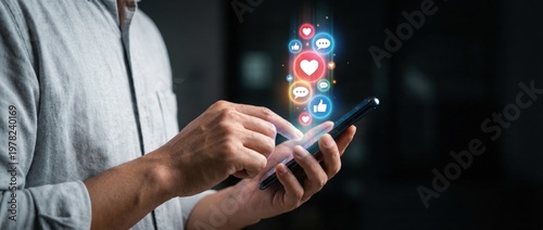 Engaging social media interaction digital space visual content modern environment close-up view technology and connectivity trends