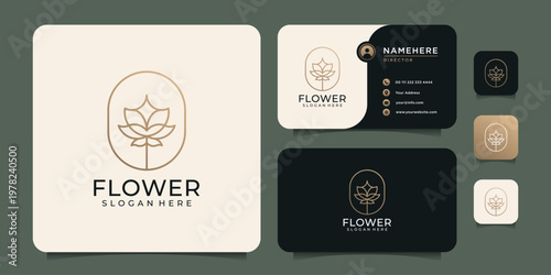 Beauty luxury minimalist flower logo design for spa and decoration