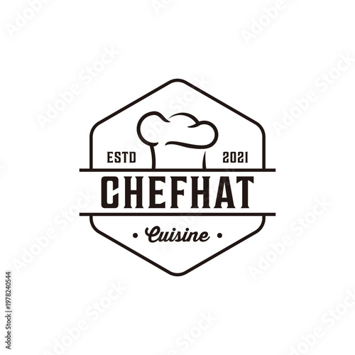 Vintage retro chef hat food logo design label badge vector