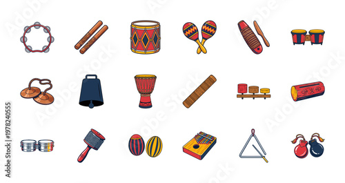Folk Percussion Music Instrument Asset Grid