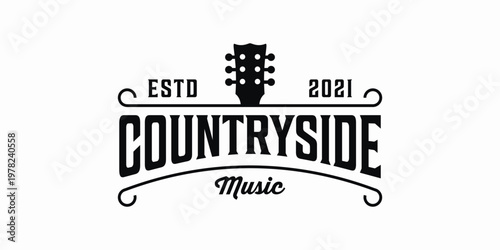 Countryside music vintage retro hipster silhouette logo elements