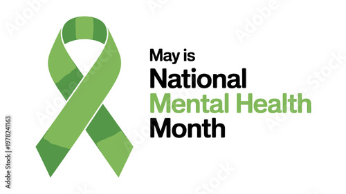 Green ribbon symbolizing May National Mental Health Awareness Month