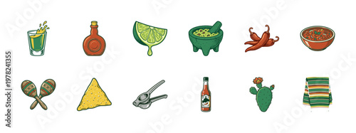 Mexican Fiesta Cantina Vector Element Set