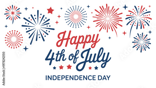 Happy Fourth of July Fireworks Celebration Design Vector Illustration