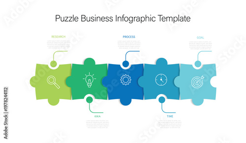 фотографія infographic element layout template with puzzle concept design, 5 points, options