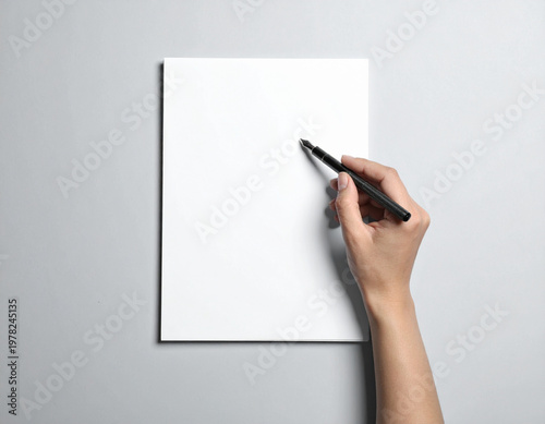 Hand writing on blank white paper