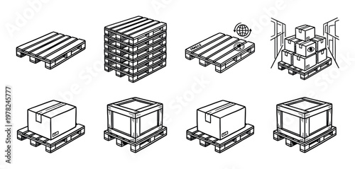 Pallets, boxes, and crates are fundamental components for streamlined global shipping, freight, and efficient logistics operations, illustrating modern supply chain management.