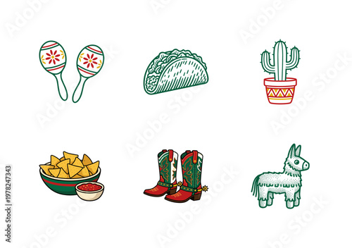 Mexican Holiday Celebration Graphic Asset Grid