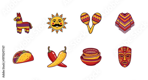 Mexican Fiesta Folk Art Graphic Set