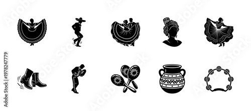 Mexican Folk Dance and Culture Silhouette Kit