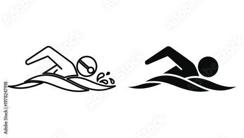 Vector illustration of two swimmers in different styles