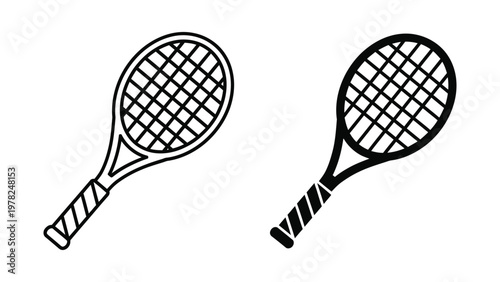 Two black line art tennis rackets on a for sports design