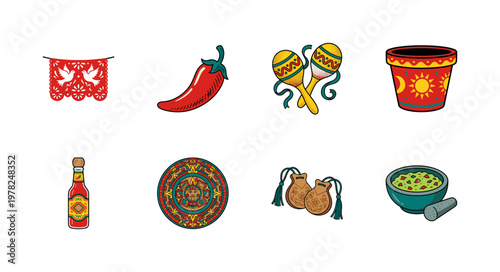 Mexican Fiesta Folk Art Element Set