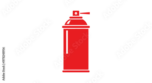 Red Spray Can Icon on White Background - Aerosol Paint Container Symbol