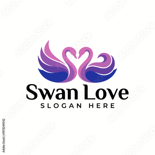 Showcasing two intertwining swans, this logo captures love and elegance, ideal for businesses focused on romance, weddings, or artistic endeavors associated with love.