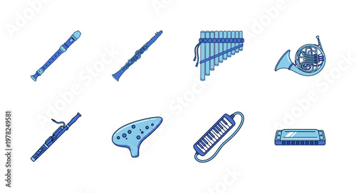 Orchestral Wind Instrument Blue Asset Grid