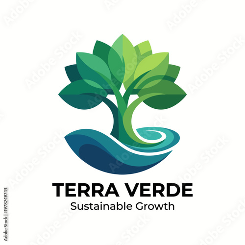 This logo features a lush green tree, symbolizing sustainable growth and environmental consciousness, ideal for eco-friendly brands or organizations focused on nature.