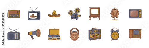 Retro TV and Cultural Media Asset Set