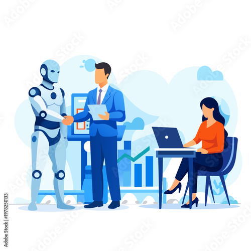 AI Automation and Robotics Illustration Artificial Intelligence Technology Innovation Concept Icon