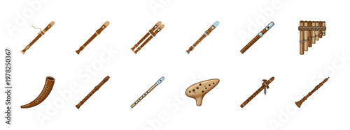 Wooden Music Instrument Vector Asset Sheet