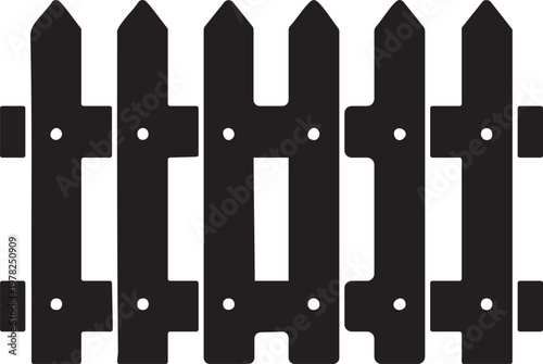 Black Wooden Picket Fence Section Icon