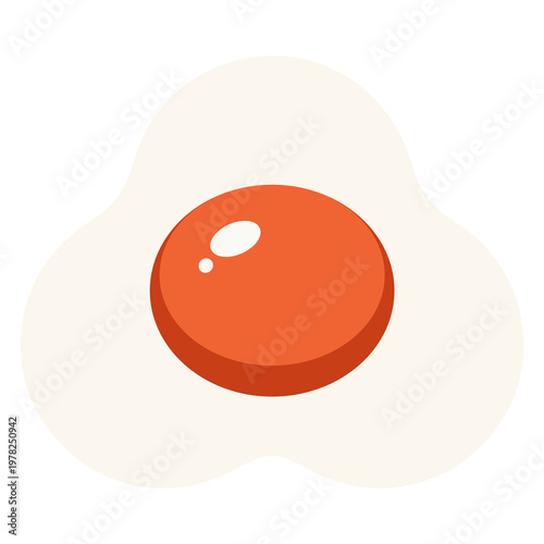 Fried Egg Flat Vector Icon Illustration for Breakfast Food Menu Design Isolated on White Background