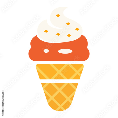Ice Cream Cone Flat Vector Icon Illustration for Dessert Menu Design Isolated on White Background