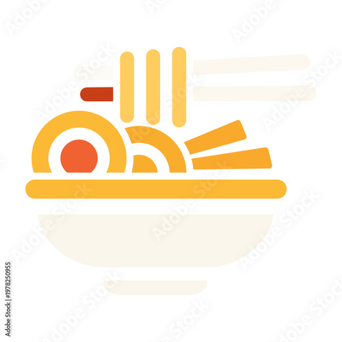 Ramen Noodle Bowl Flat Vector Icon Illustration for Asian Food Menu Design Isolated on White Background