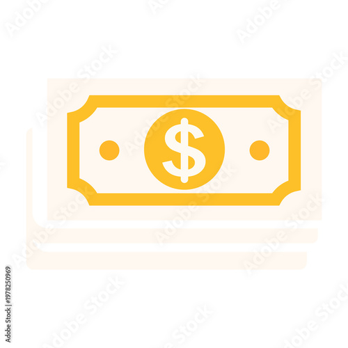 Dollar Money Bills Flat Vector Icon Illustration for Finance Business App Design Isolated on White Background