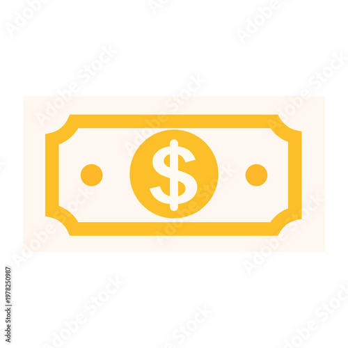 Dollar Money Bills Flat Vector Icon Illustration for Finance Business App Design Isolated on White Background