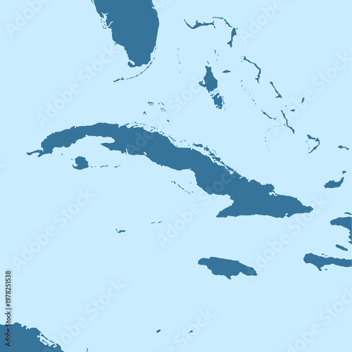 Cuba and Caribbean Map Illustration (no text)