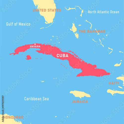 Cuba and Caribbean Map Illustration