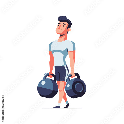 Strong Man Carrying Heavy Weights Illustration for Fitness and Strength Training