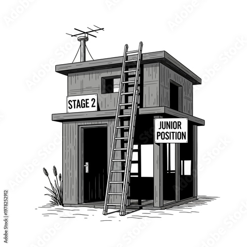 Career Progression Concept: Ladder to Stage 2 from Junior Position on a Two-Story Building
