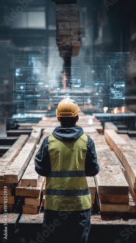 Worker monitoring AI powered lumber production data interface