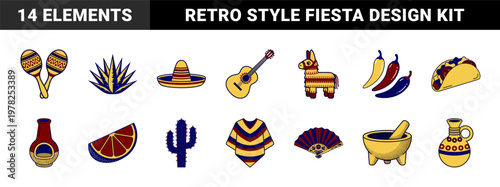 Cinco de Mayo Retro Vector Asset Sheet