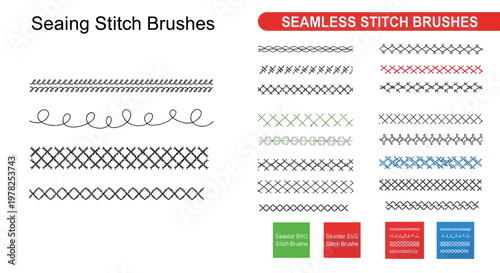 Seamless Stitch Brushes - Sewing, Embroidery, Cross Stitch, Decorative Patterns