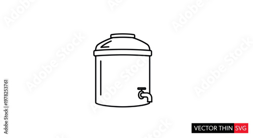 Simple Outline Icon of a Water Dispenser with Faucet