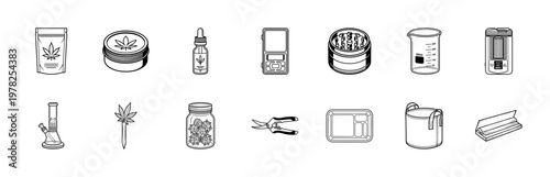 Medicinal Herb Equipment Line Art Set