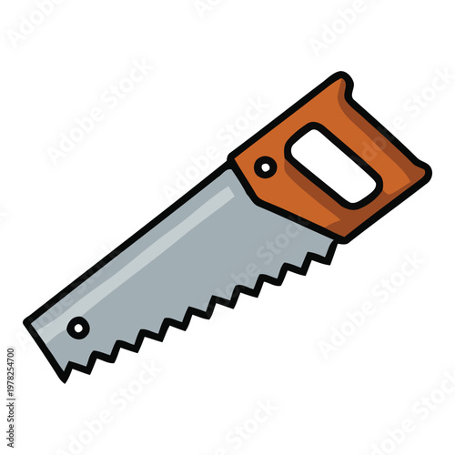 Hand saw for carpentry and woodworking projects in vector illustration