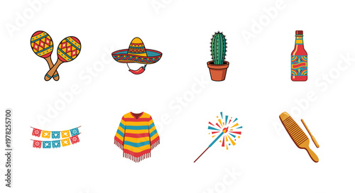 Mexican Fiesta Cultural Folk Art Elements