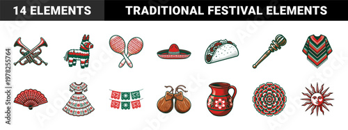 Mexican Festival Heritage Design Elements