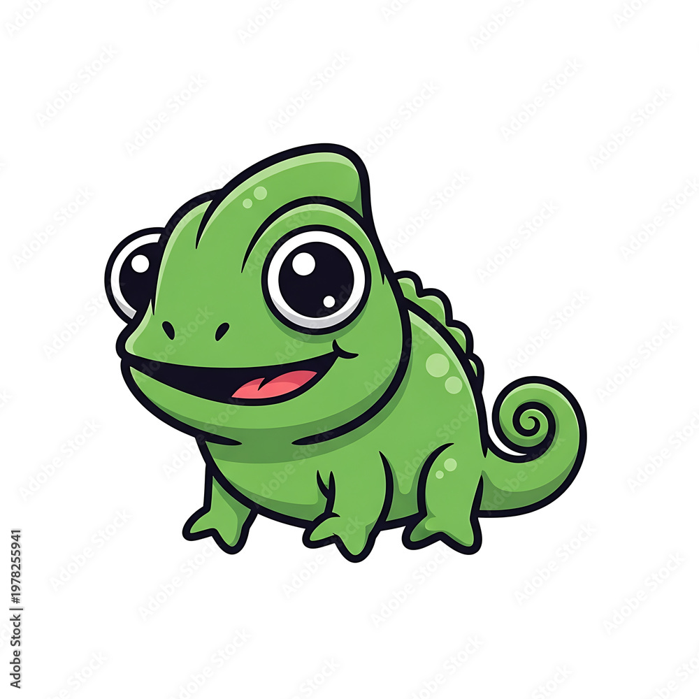 Obraz premium Happy Cartoon Chameleon. (1)