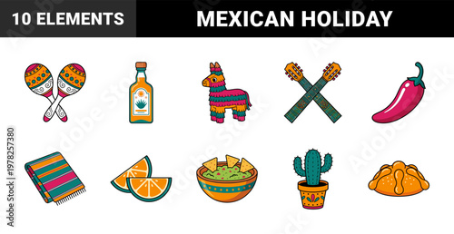 Mexican Sugar Skull and Flower Graphic Set