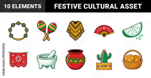 Mexican Festive Celebration Element Sheet
