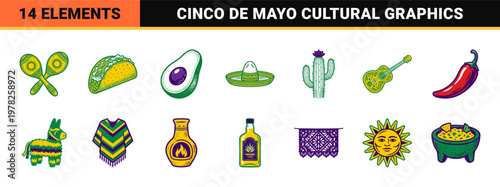 Cinco de Mayo Mexican Folk Art Asset Sheet